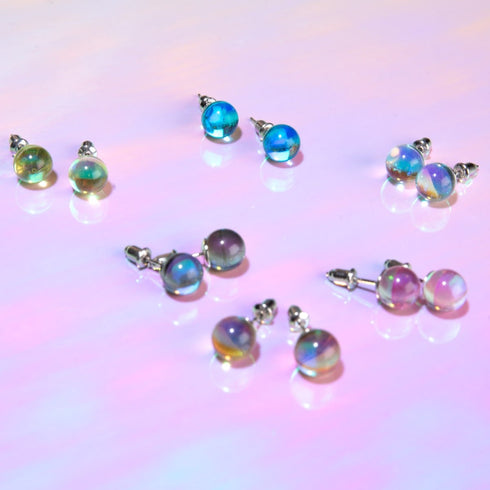 Ultraviolet | .925 Sterling Silver | Galaxy Glass Stud Earrings